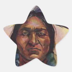Pegatina En Forma De Estrella Chief Sitting Bull