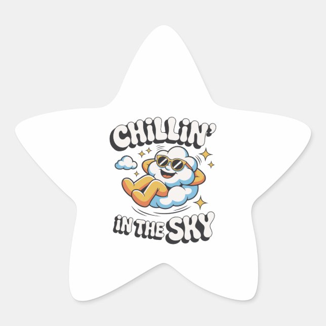 Pegatina En Forma De Estrella Chillin' en Sky Cute Cloud Design para diversión (Anverso)