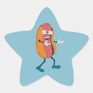 Pegatina En Forma De Estrella chistoso perrito caliente de los años 70