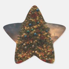 Pegatina En Forma De Estrella Christmas Tree Star Sticker
