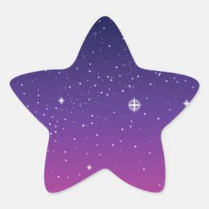 Pegatina En Forma De Estrella Cielo nocturno estrellado de color púrpura oscuro