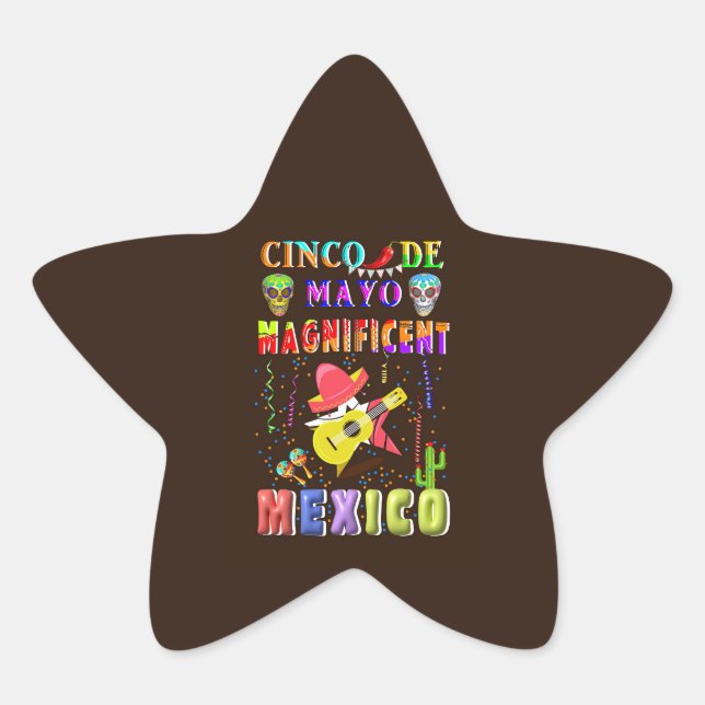 Pegatina En Forma De Estrella Cinco de Mayo México magnífico (Anverso)