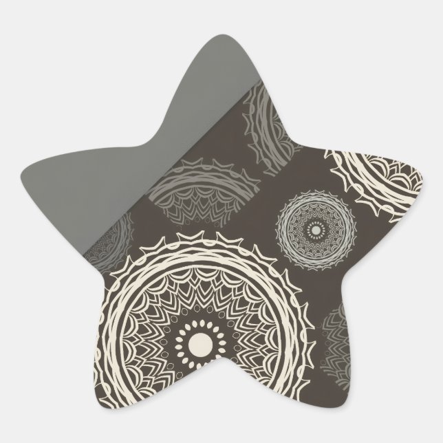 Pegatina En Forma De Estrella Círculos grises plateados abstractos (Anverso)