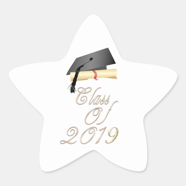 Pegatina En Forma De Estrella Clase Graduada De 2019 Estrellas Adhesivas (Anverso)