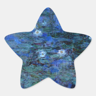Pegatina En Forma De Estrella Claude Monet Blue Water Lilies