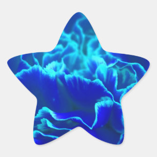 Pegatina En Forma De Estrella Clavel Flor Azul Vibrante y Turquesa