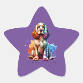 Pegatina En Forma De Estrella Cocker español Perro inglés