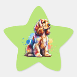 Pegatina En Forma De Estrella Cocker Spaniel Dog