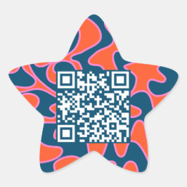 Pegatina En Forma De Estrella Código QR Naranja azul de la marina brillante Guay