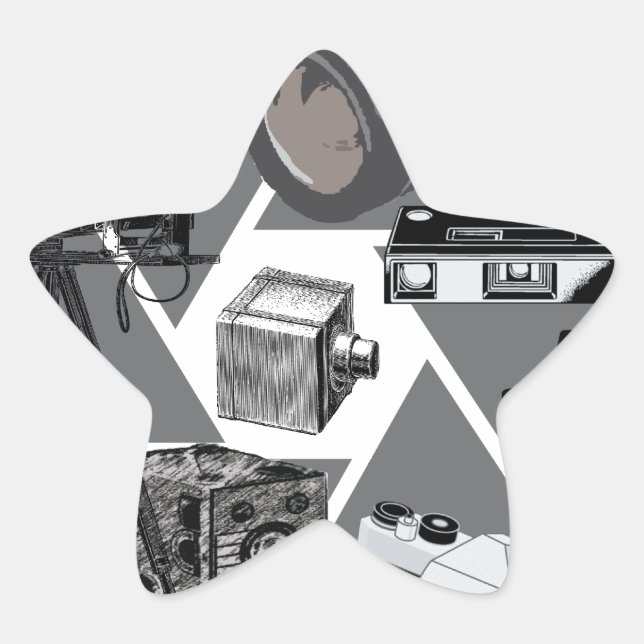 Pegatina En Forma De Estrella Collage de tiempo de cámara (Anverso)