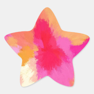 Pegatina En Forma De Estrella Colores de agua rosas, Naranjas y amarillas
