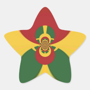 Pegatina En Forma De Estrella Colores Rasta Impresión de Arte Abstracto