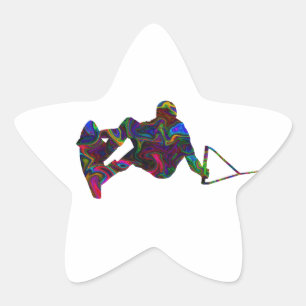 Pegatina En Forma De Estrella Colores salvajes del Wakeboarder