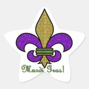 Pegatina En Forma De Estrella Colorido Mardi Gras Fleur De Lis