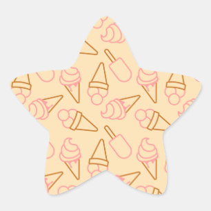 Pegatina En Forma De Estrella Comida de verano con contornos de helado de contor