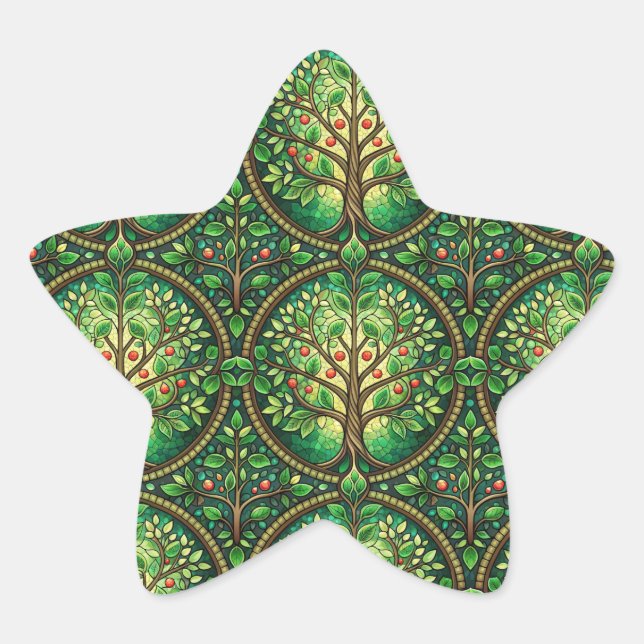 Pegatina en forma de estrella con verde  (Anverso)