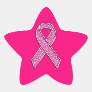 Pegatina En Forma De Estrella Conciencia de la cinta rosa con el estilo cromado