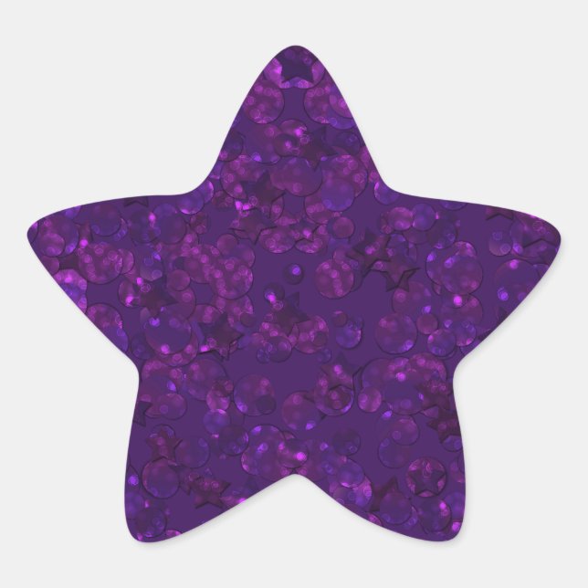 Pegatina En Forma De Estrella Confeti morado (Anverso)