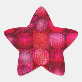 Pegatina En Forma De Estrella Conjunto de mosaico circular en rojo