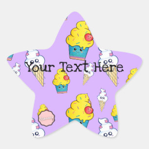 Pegatina En Forma De Estrella Cono de helado de magdalena personalizable