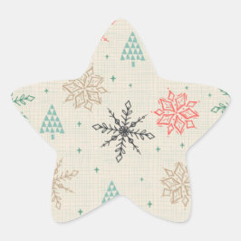 Pegatina En Forma De Estrella Copos de nieve a mano Árboles de Navidad Multicolo