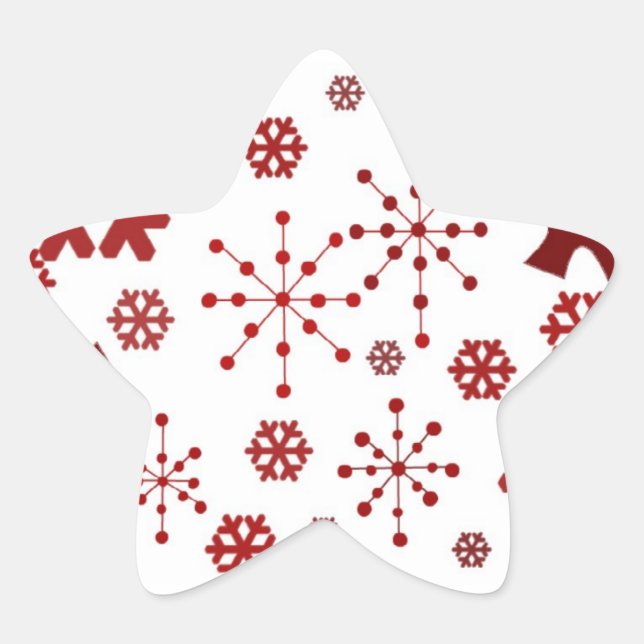 Pegatina En Forma De Estrella Copos de nieve rojos festivos (Anverso)