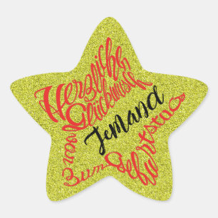 Pegatina En Forma De Estrella Corazón con forma de estrella Feliz cumpleaños
