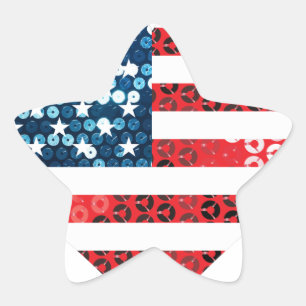 Pegatina En Forma De Estrella corazón de la bandera de ee.uu.