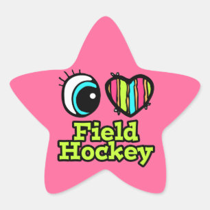 Pegatina En Forma De Estrella Corazón de ojos brillante me encanta el hockey so