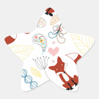 Pegatina En Forma De Estrella Corazón de zorro con mano corta en rosa azul amari