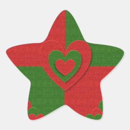 Pegatina En Forma De Estrella Corazón en Navidades Colores Rojo Sentido Verde