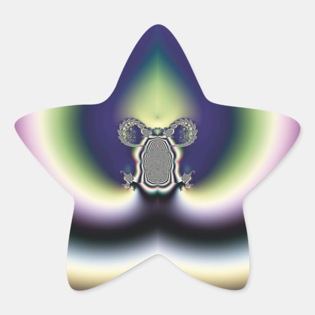 Pegatina En Forma De Estrella Corazón psicodélico (Anverso)