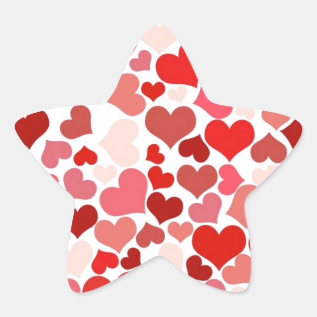 Pegatina En Forma De Estrella Corazones (Anverso)