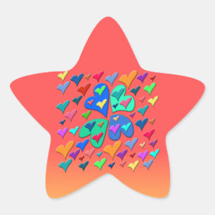Pegatina En Forma De Estrella Corazones coloridos