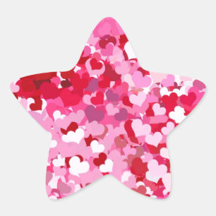 Pegatina En Forma De Estrella Corazones de Confeti Rosa