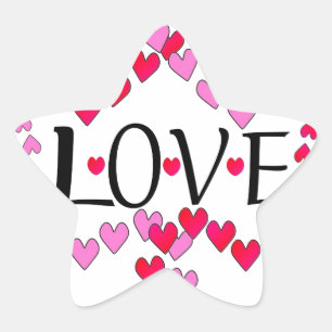 Pegatina En Forma De Estrella Corazones Pequeños Rosa Rojo AMOR