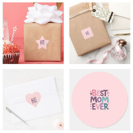 Pegatina En Forma De Estrella Corazones y flores de la mejor mamá de la historia