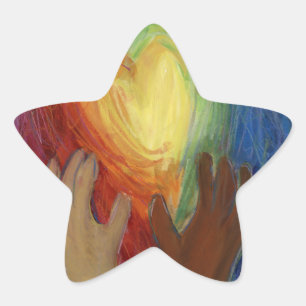 Pegatina En Forma De Estrella Corazones y manos adoran la diversidad Decales de 