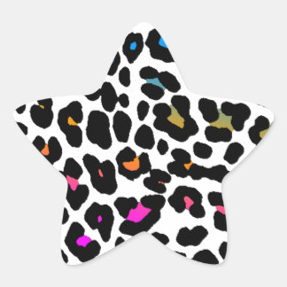 Pegatina En Forma De Estrella Corey Tiger 80s Lunares de Leopardo (Blanco)