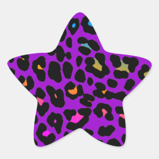 Pegatina En Forma De Estrella Corey Tiger 80s Manchas de Leopardo (Púrpura)