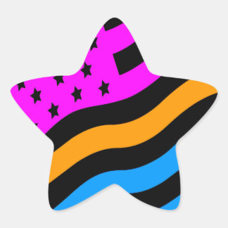 Pegatina En Forma De Estrella Corey Tiger 80s Neon Bandera Americana USA