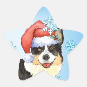 Pegatina En Forma De Estrella Corgi Galés de la rebeca del navidad