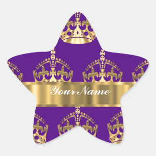 Pegatina En Forma De Estrella Coronas de oro en morado