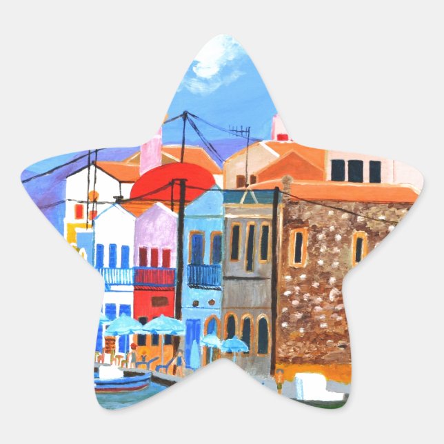 Pegatina En Forma De Estrella Costa griega (Anverso)