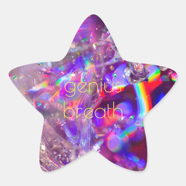Pegatina En Forma De Estrella Cristales Violentos Holograma del arcoiris rosado  (Anverso)