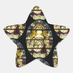 Pegatina En Forma De Estrella Cristo, el rey manchado de vidrio religioso