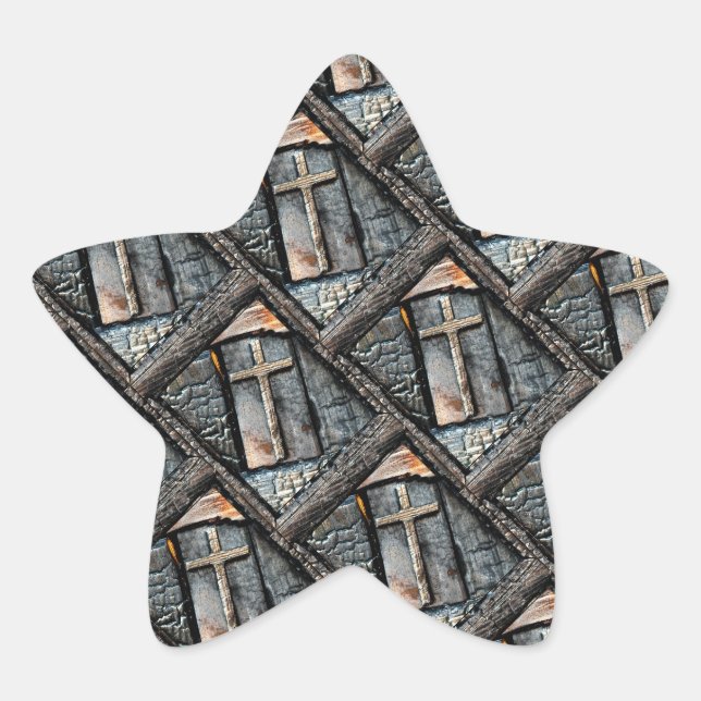 Pegatina En Forma De Estrella Cruz de Protección (Anverso)