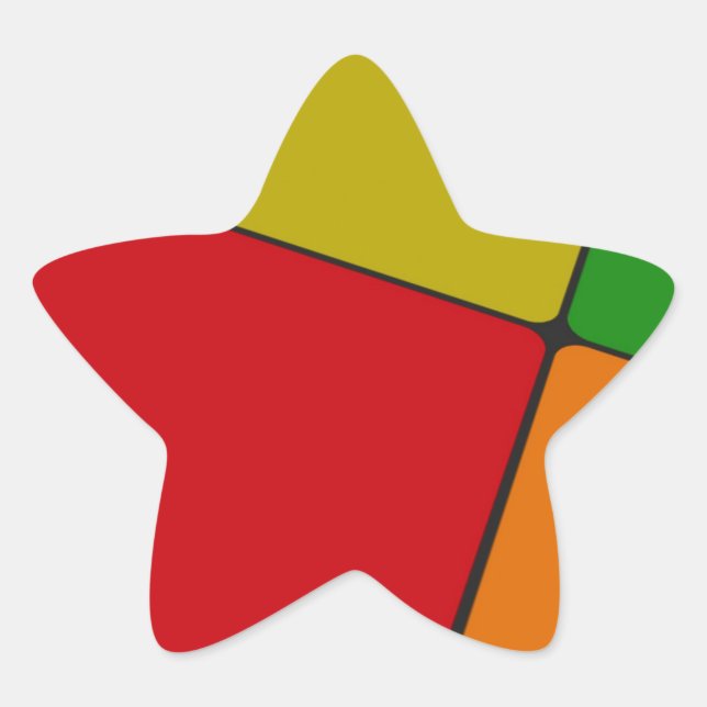 Pegatina En Forma De Estrella Cuadrados de color (Anverso)