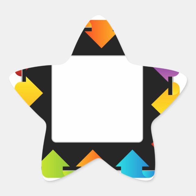 Pegatina En Forma De Estrella Cuadro de texto con flechas (Anverso)