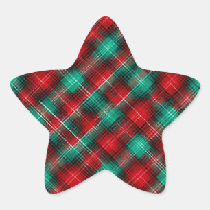 Pegatina En Forma De Estrella Cuadros festivos rojos y verdes